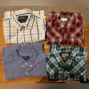 EUC lot of 4 Mens size large long sleeve button down dress shirts.